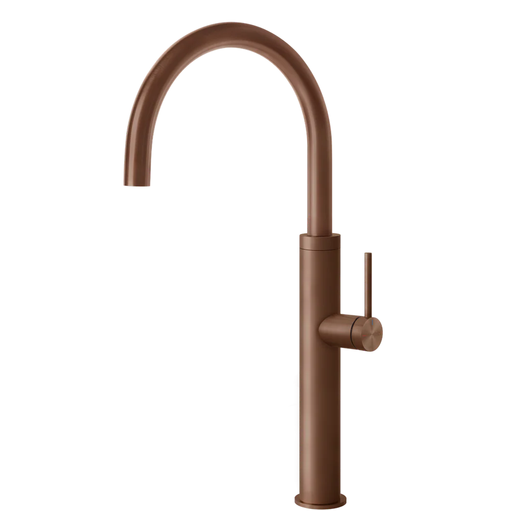 Gessi 316 Smooth Goose Neck Swivel Mixer Brushed Copper - Image 3