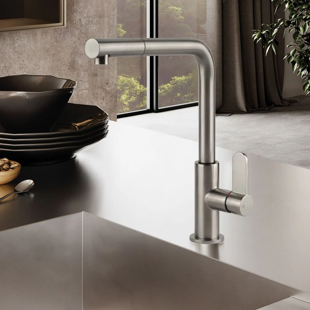 Gessi Acciaio Right Angle Pull Out Mixer Stainless Steel - Image 2