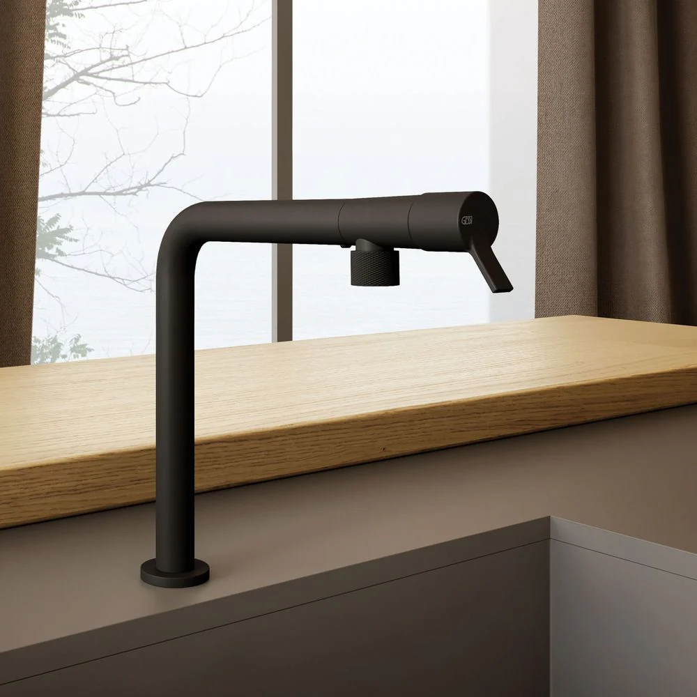 Gessi Fisso Right Angle Swivel Mixer Matte Black - Image 2