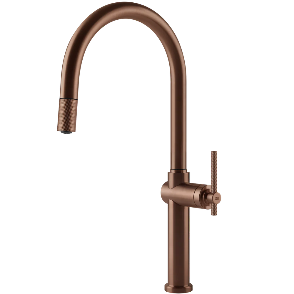 Gessi Habito Goose Neck Pull Out Mixer Brushed Copper