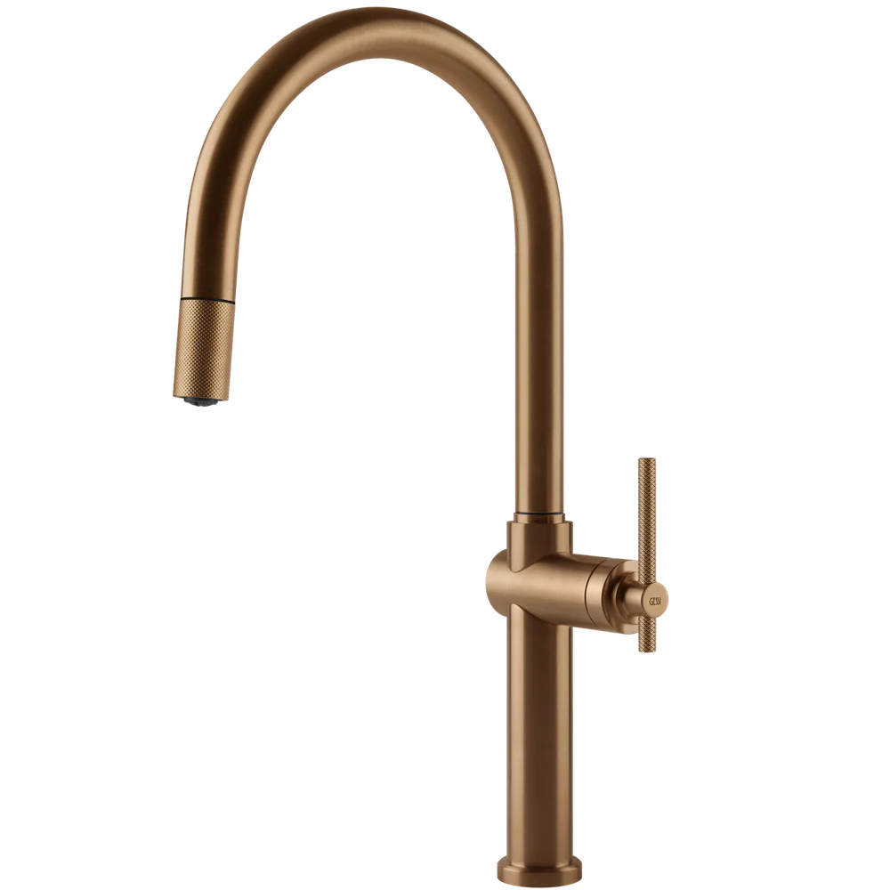 Gessi Habito Goose Neck Pull Out Mixer Warm Bronze