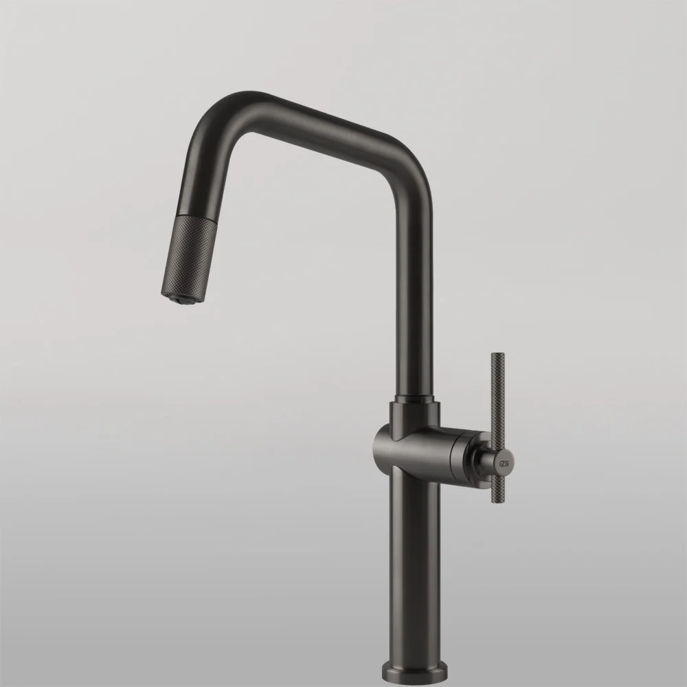 Gessi Habito Square Goose Neck Pull Out Mixer Brushed Black - Image 2