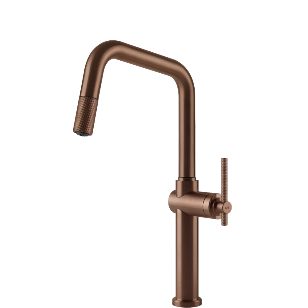 Gessi Habito Square Goose Neck Pull Out Mixer Brushed Copper - Image 3