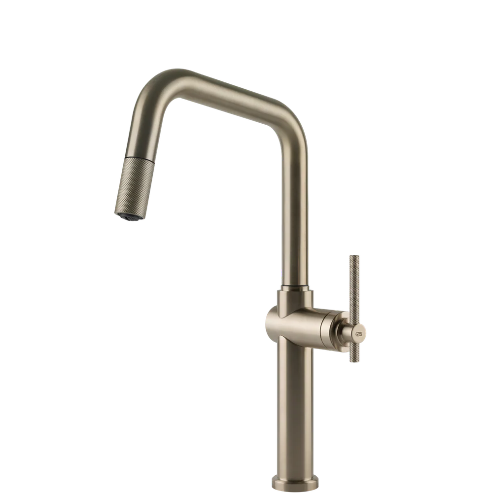 Gessi Habito Square Goose Neck Pull Out Mixer Brushed Nickel - Image 3