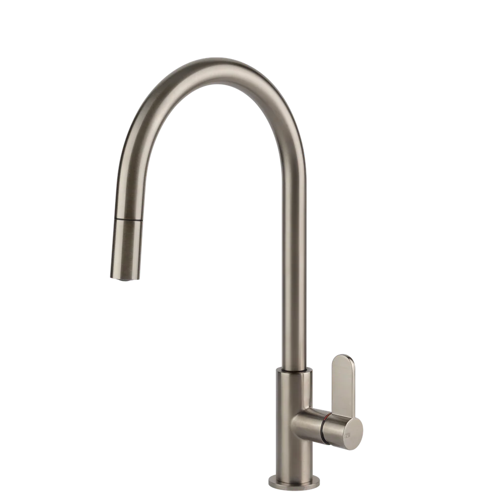 Gessi Helium Goose Neck Pull Out Mixer Brushed Nickel