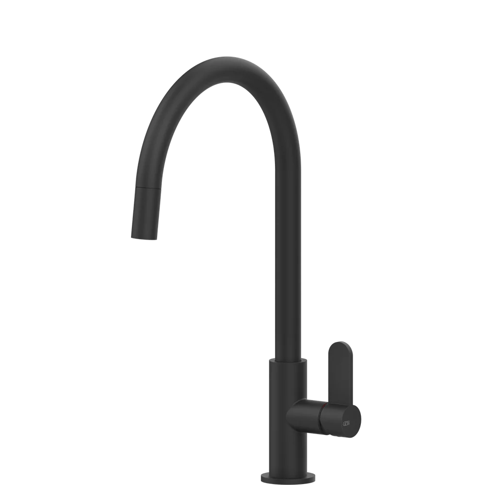 Gessi Helium Goose Neck Pull Out Mixer Matte Black - Image 3