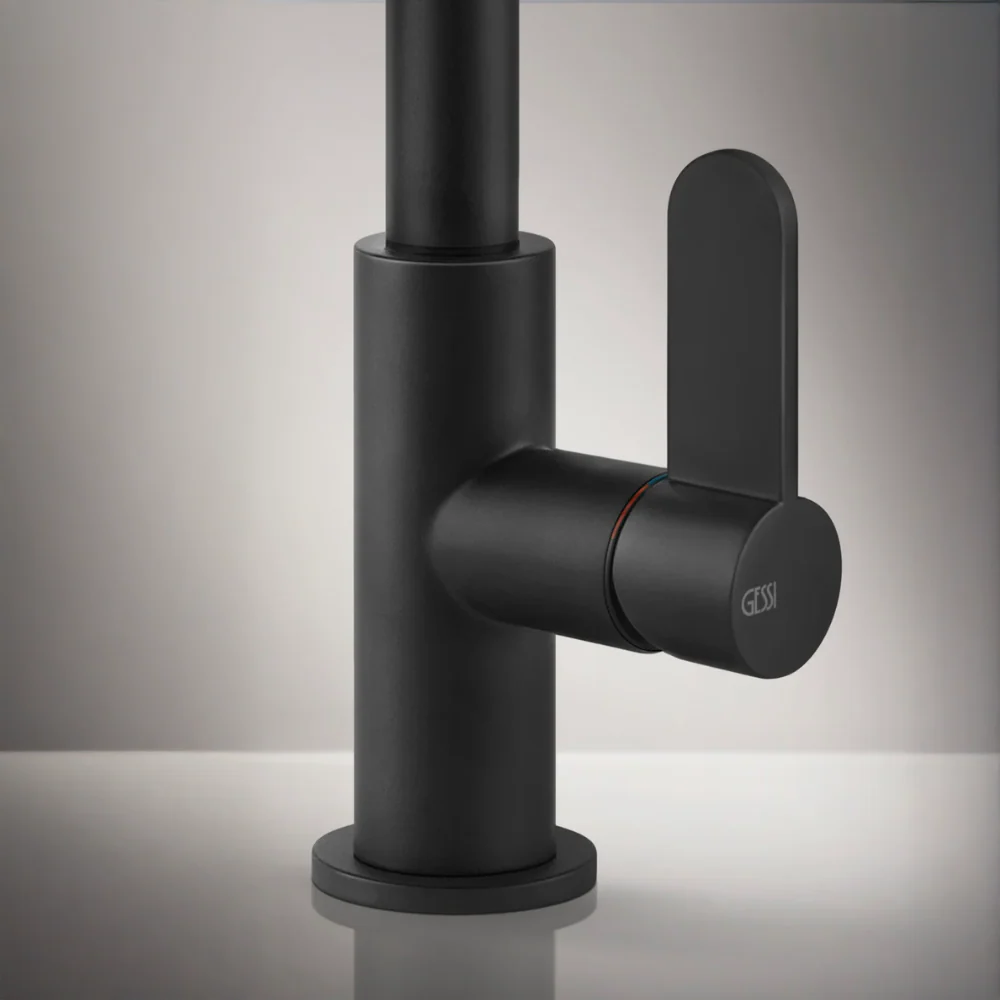 Gessi Helium Goose Neck Pull Out Mixer Matte Black - Image 4