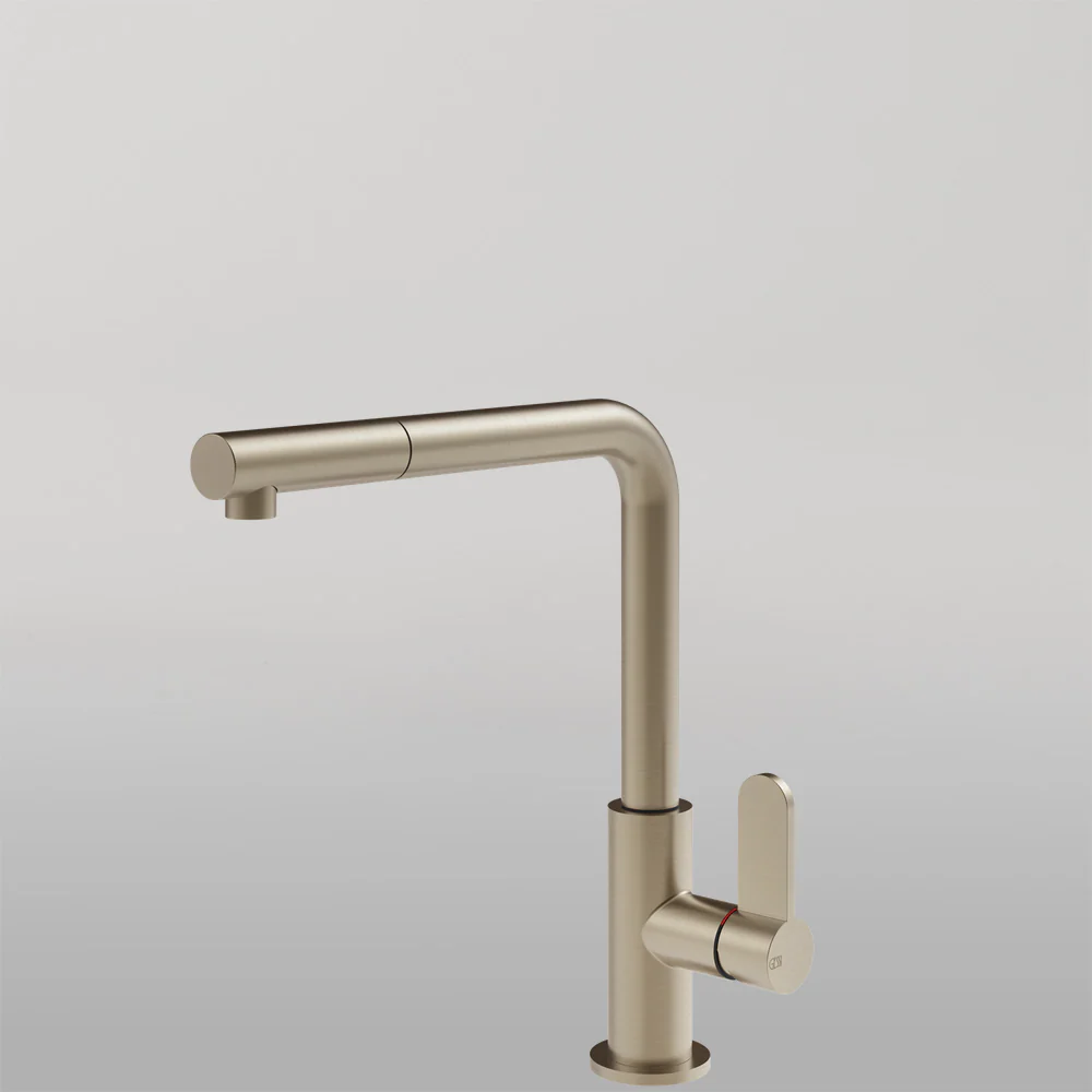 Gessi Helium Right Angle Round Pull Out Mixer Brushed Nickel - Image 2