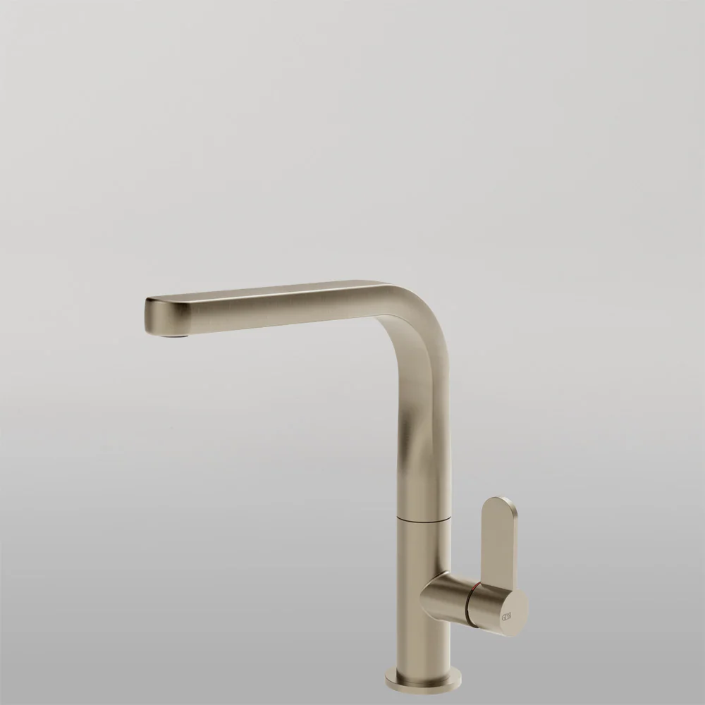 Gessi Helium Right Angle Square Swivel Mixer Brushed Nickel - Image 2