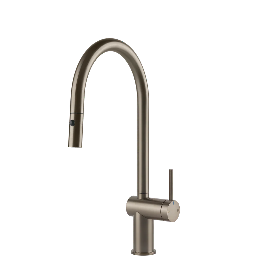 Gessi Inedito Goose Neck Pull Out Spray Mixer Brushed Nickel - Image 3
