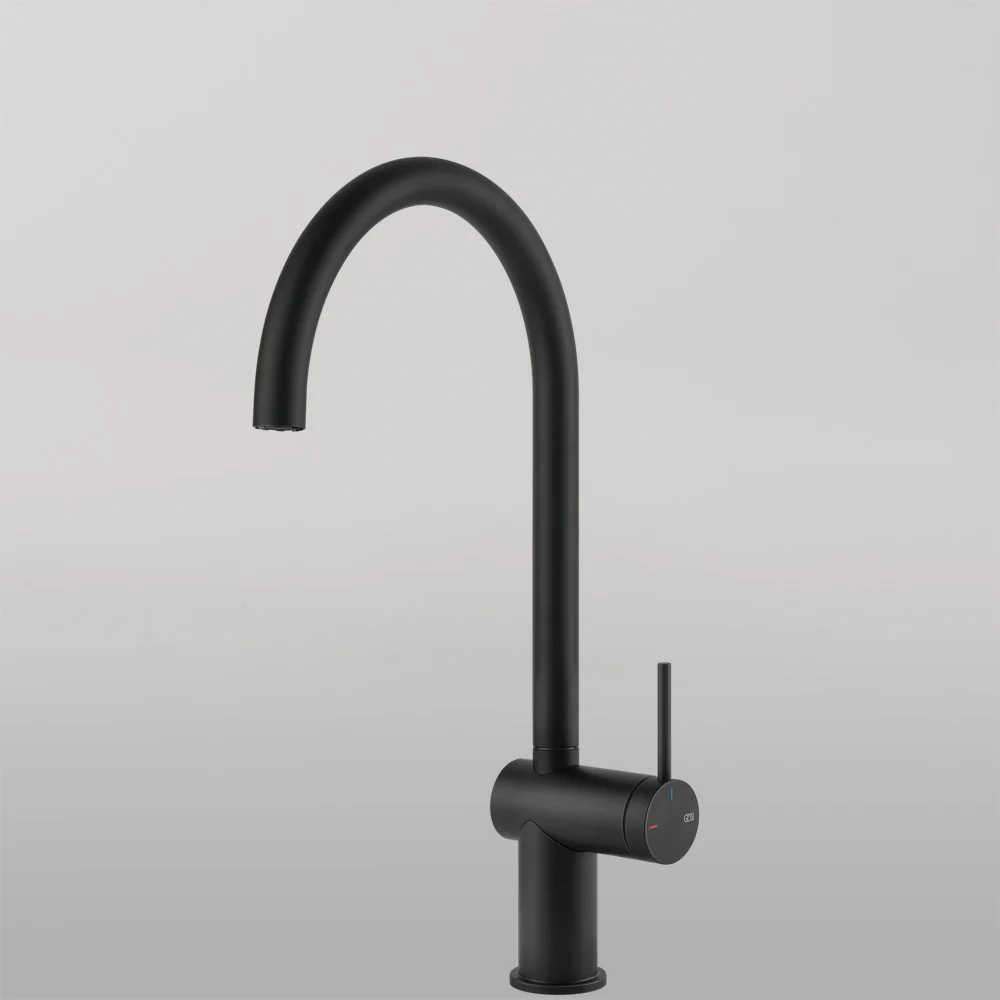 Gessi Inedito Goose Neck Swivel Mixer Matte Black - Image 2