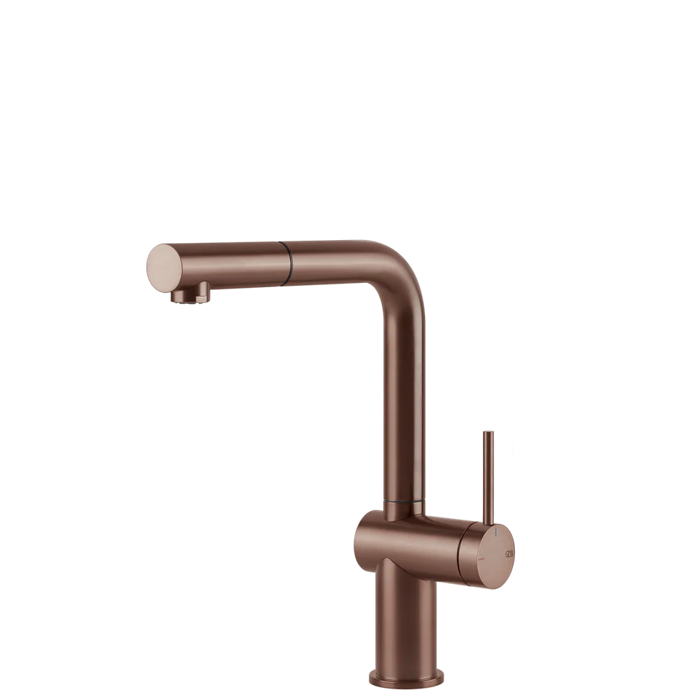 Gessi Inedito Right Angle Pull Out Mixer Brushed Copper