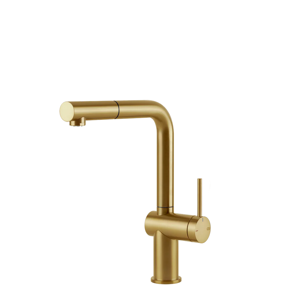 Gessi Inedito Right Angle Pull Out Mixer Brushed Gold