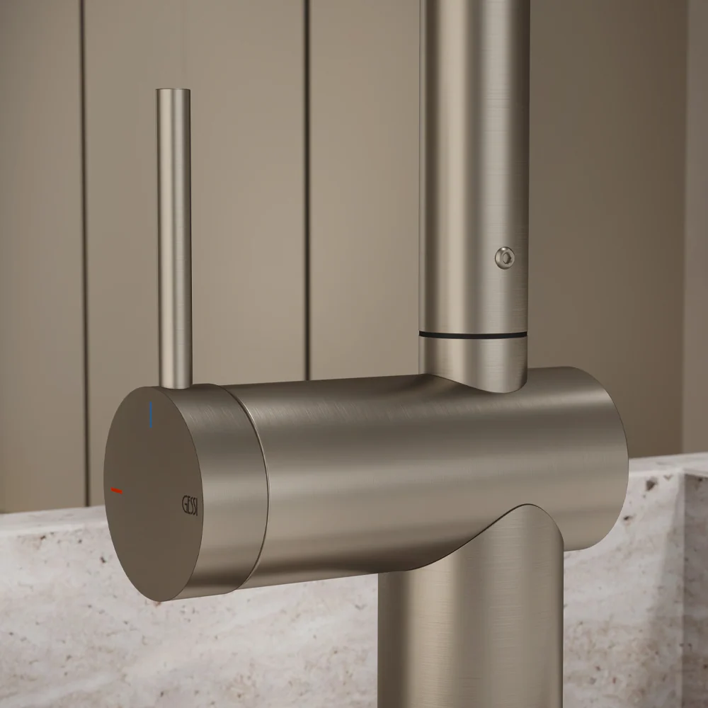 Gessi Inedito Right Angle Pull Out Spray Mixer Brushed Nickel - Image 4