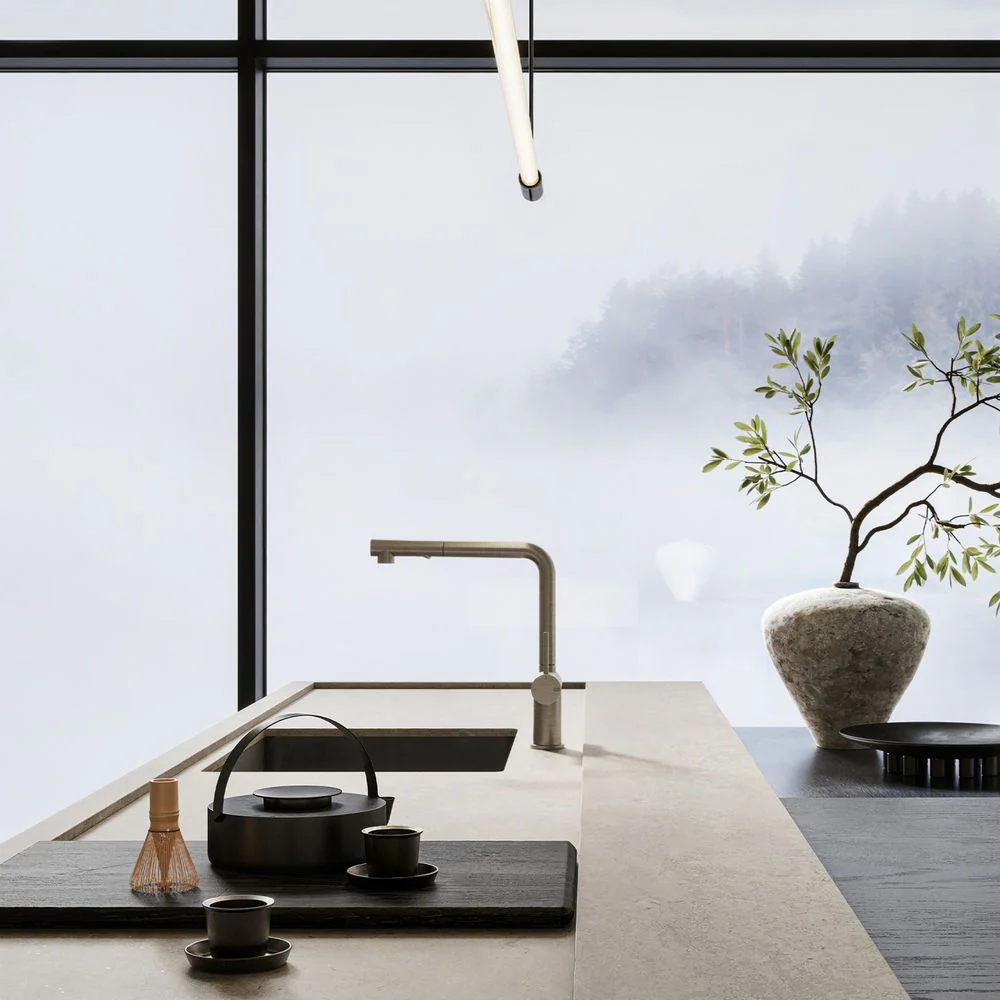 Gessi Inedito Right Angle Pull Out Spray Mixer Brushed Nickel - Image 7