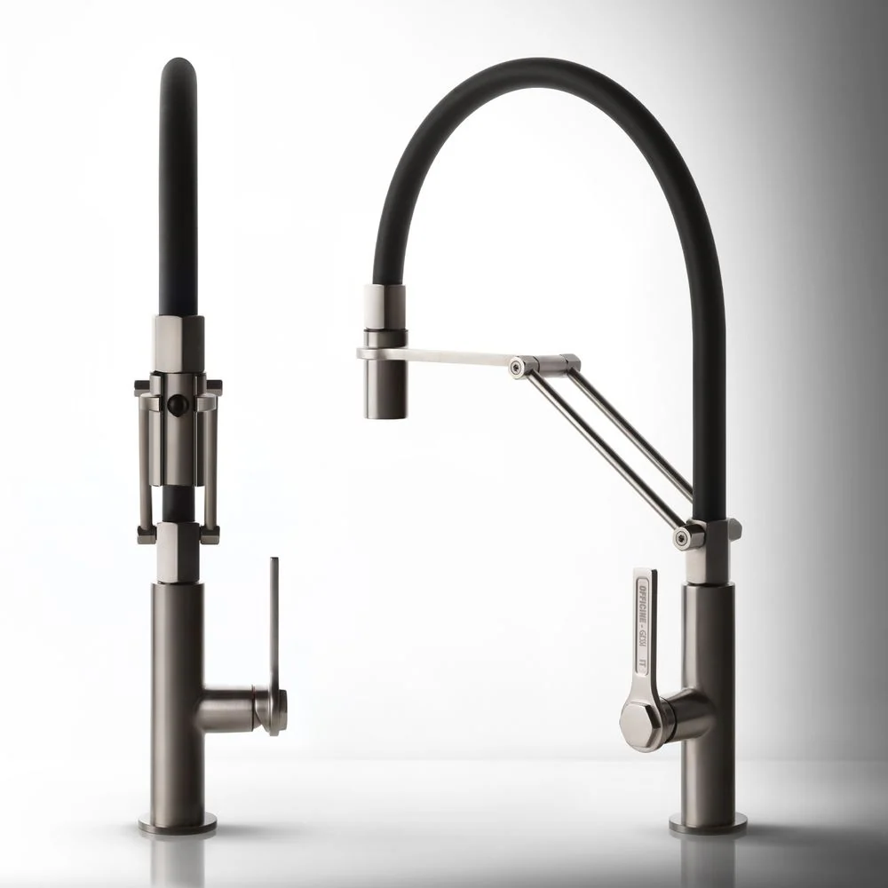 Gessi Officine Goose Neck Semi-Professional Spray Mixer Brushed Nickel - Image 5