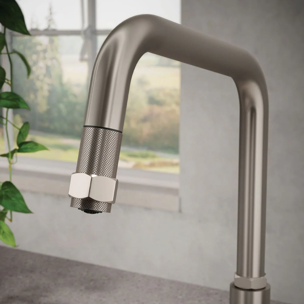 Gessi Officine Square Goose Neck Pull Out Mixer Brushed Nickel - Image 6