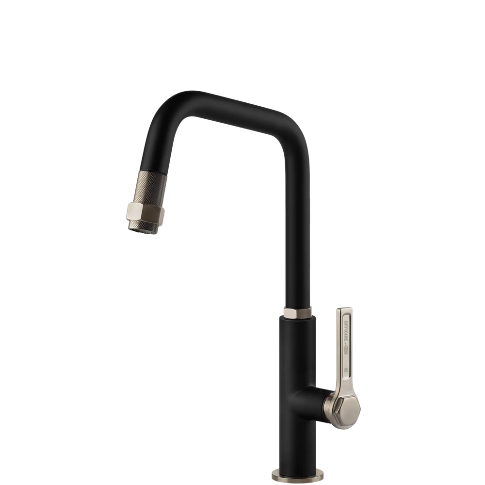 Gessi Officine Square Goose Neck Pull Out Mixer Matte Black