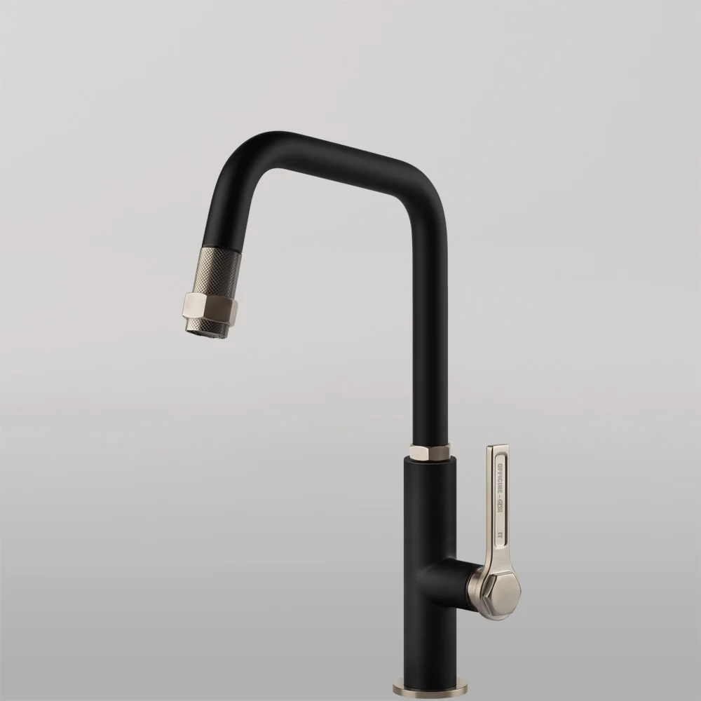 Gessi Officine Square Goose Neck Pull Out Mixer Matte Black - Image 2