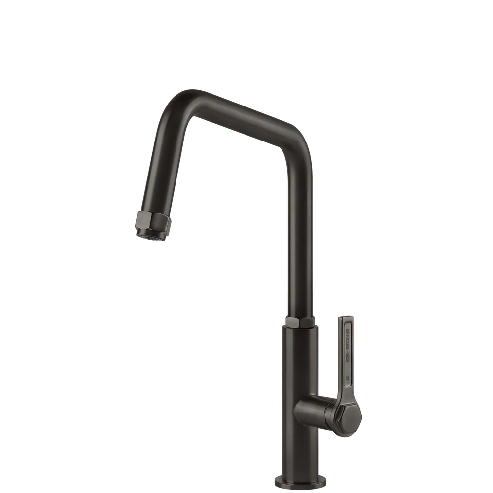 Gessi Officine Square Goose Neck Swivel Mixer Brushed Black - Image 3