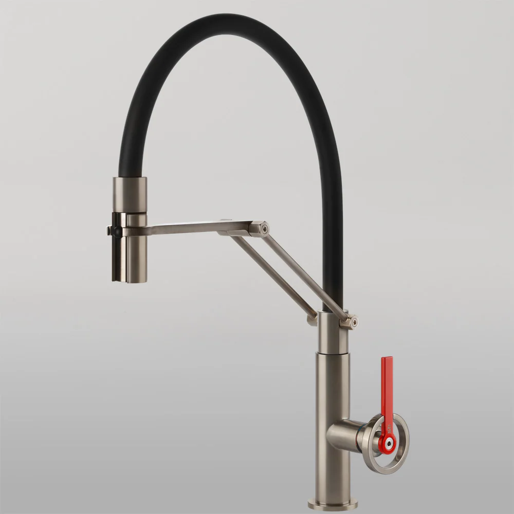 Gessi Officine V Goose Neck Semi-Professional Spray Mixer Brushed Nickel - Image 2