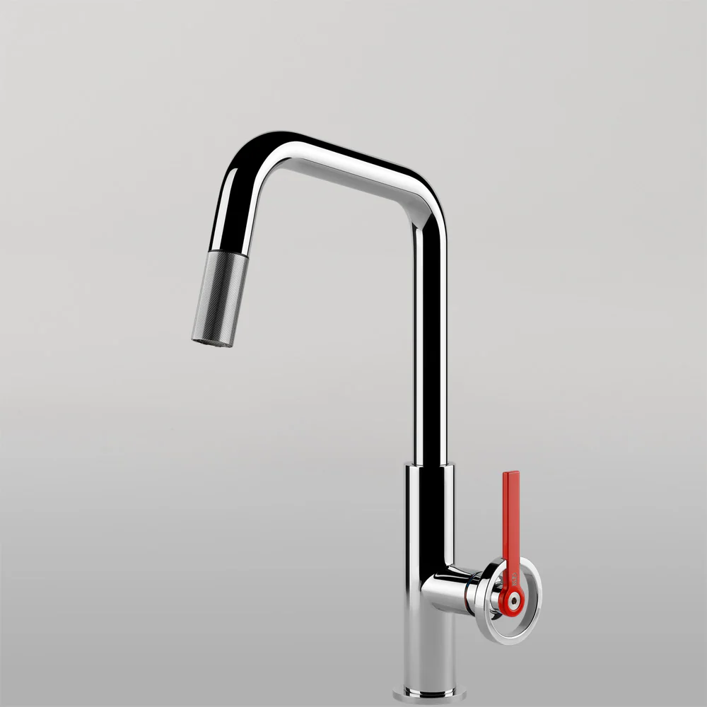 Gessi Officine V Square Goose Neck Pull Out Mixer Chrome - Image 2