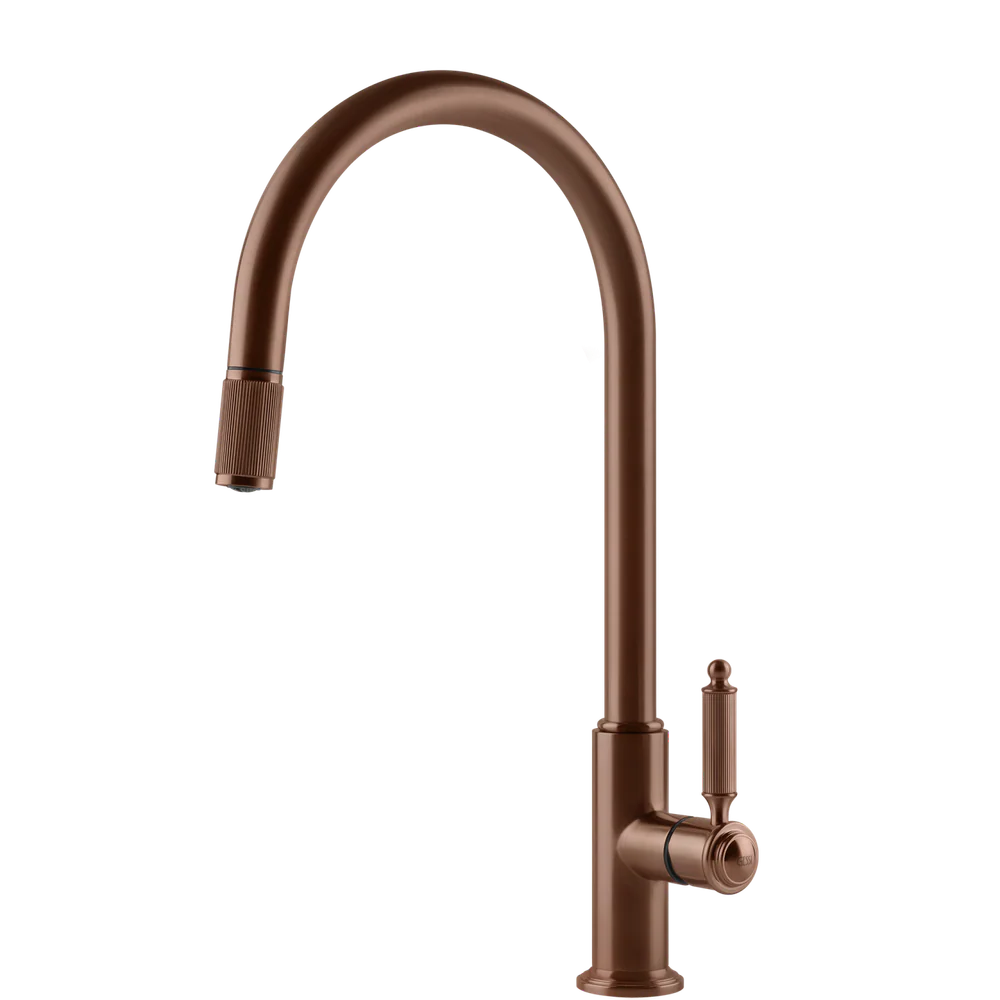 Gessi Venti20 Goose Neck Pull Out Mixer Brushed Copper - Image 3