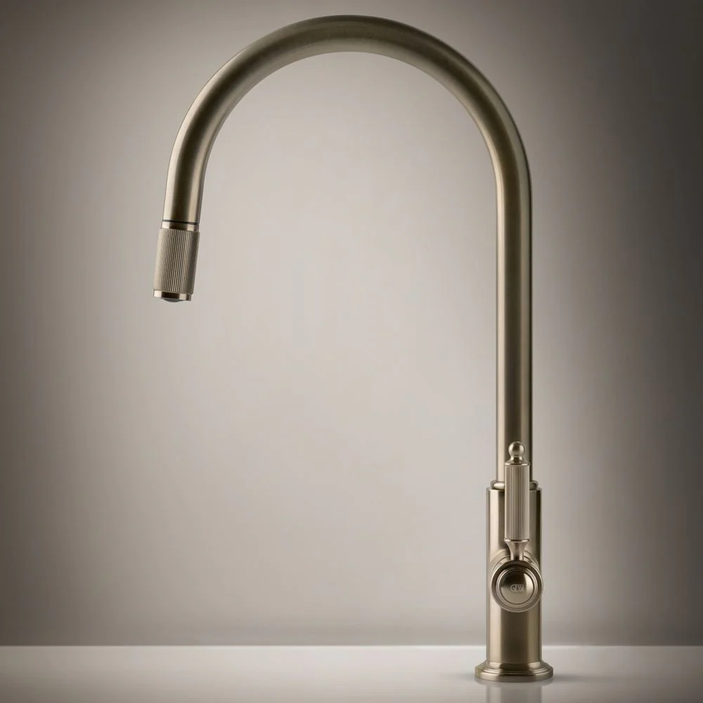 Gessi Venti20 Goose Neck Pull Out Mixer Brushed Nickel - Image 2