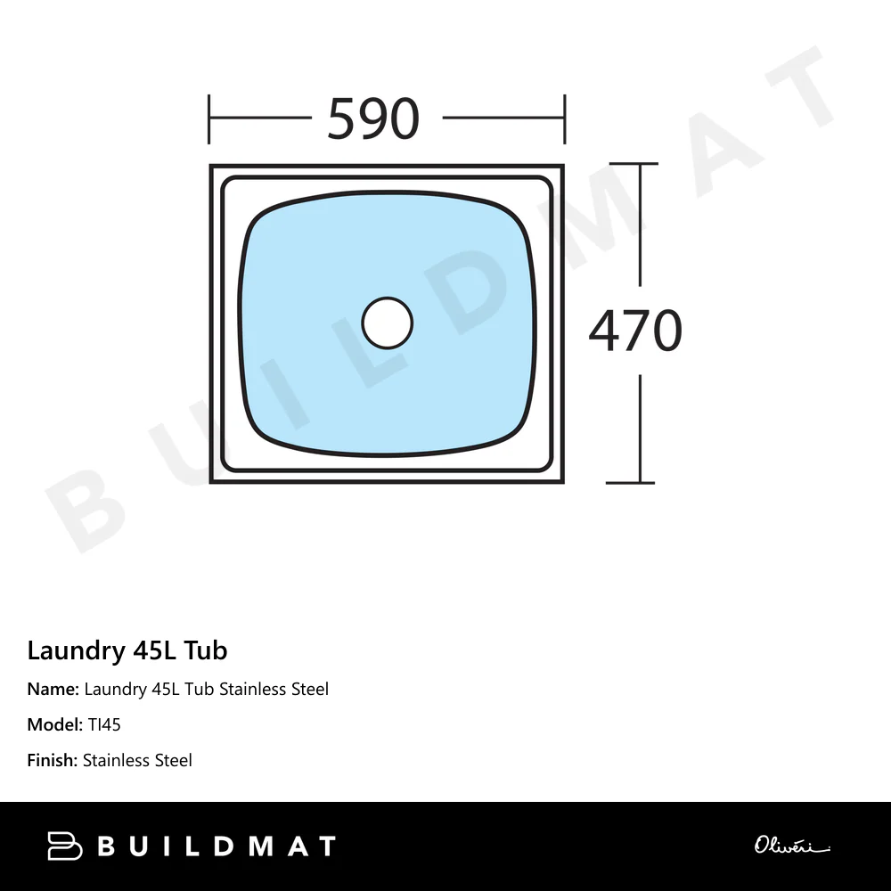 Oliveri Laundry 45L Tub Stainless Steel - Image 4