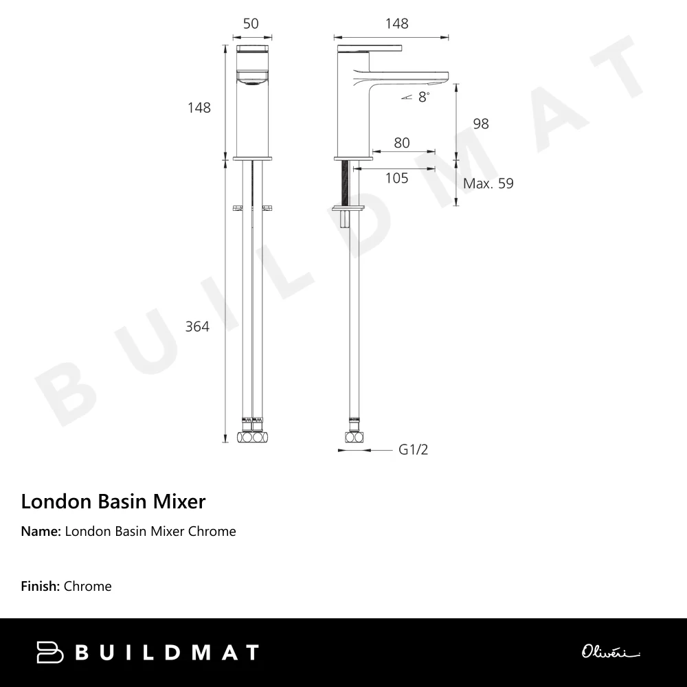 Oliveri London Basin Mixer Chrome - Image 4