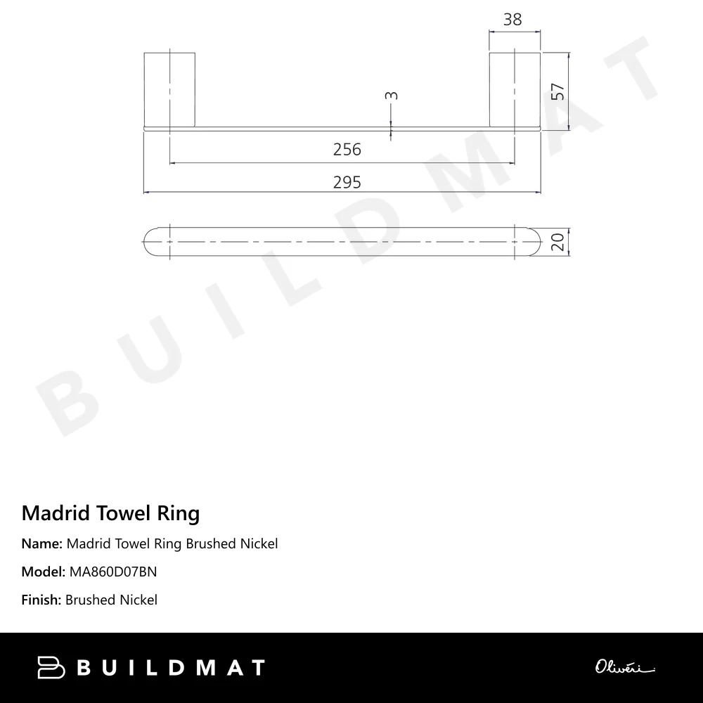 Oliveri Madrid Towel Ring Brushed Nickel - Image 4