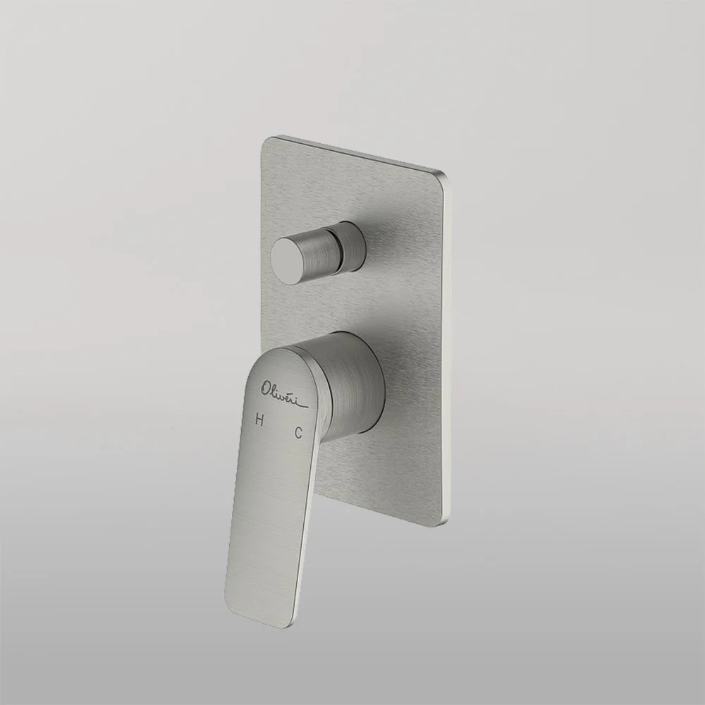 Oliveri Paris Wall Mixer With Diverter Brushed Nickel - Image 2