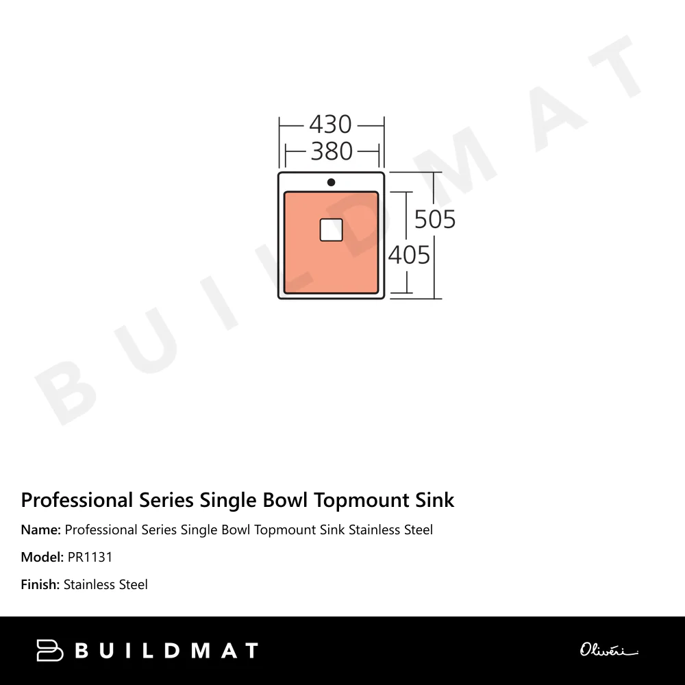 Oliveri Professional Series Single Bowl Topmount Sink Stainless Steel - Image 4