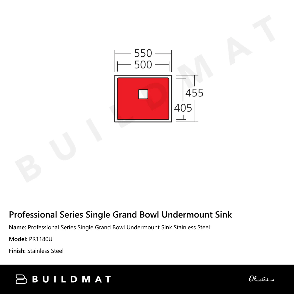 Oliveri Professional Series Single Grand Bowl Undermount Sink Stainless Steel - Image 4