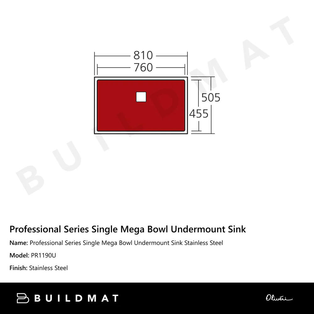 Oliveri Professional Series Single Mega Bowl Undermount Sink Stainless Steel - Image 4