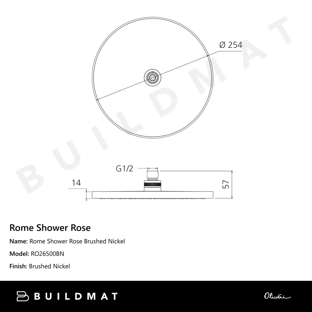 Oliveri Rome Shower Rose Brushed Nickel - Image 4