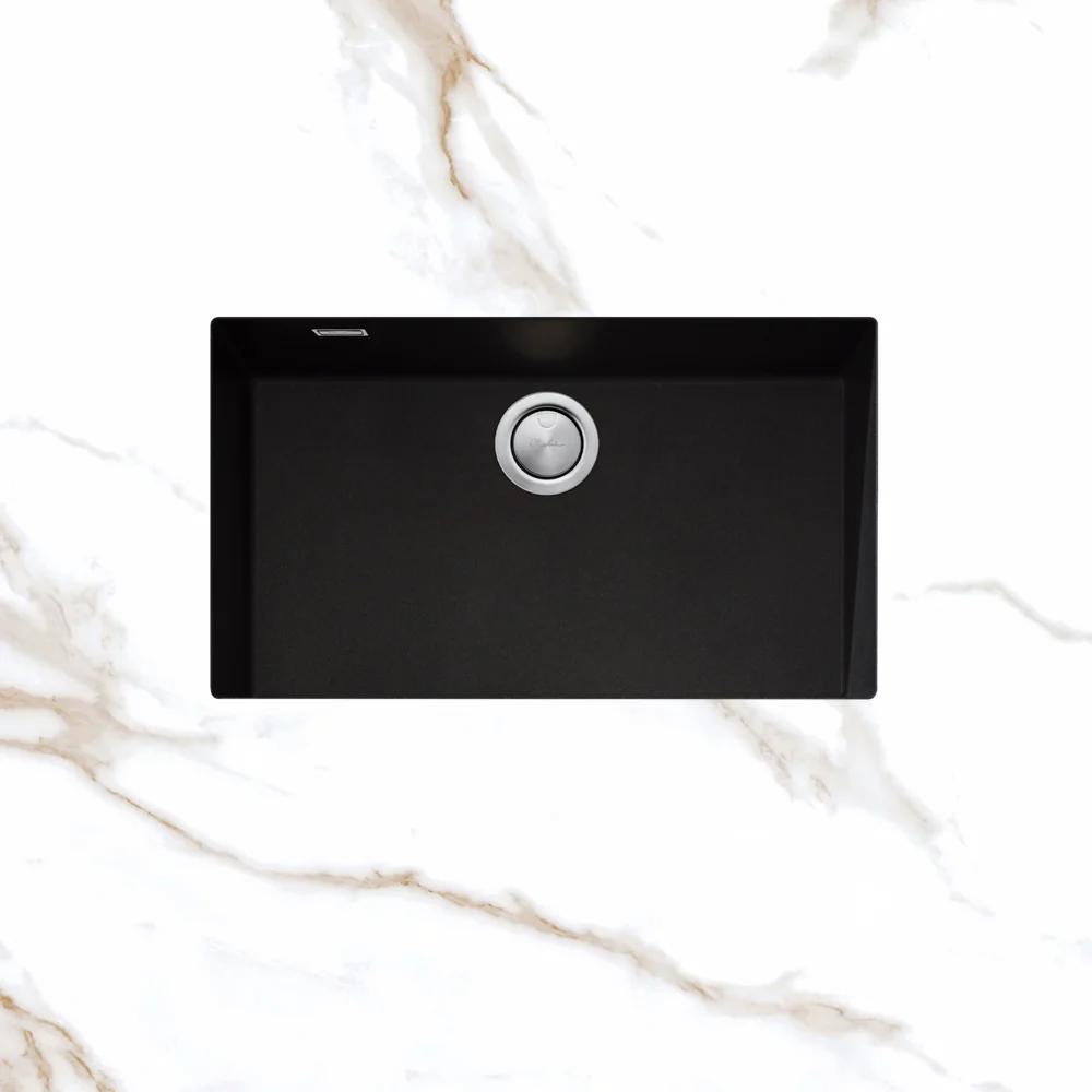 Oliveri Santorini Mega Bowl Undermount Sink with Overflow Black - Image 2