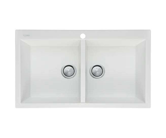 Oliveri Santorini Double Bowl Topmount Sink White - Image 3