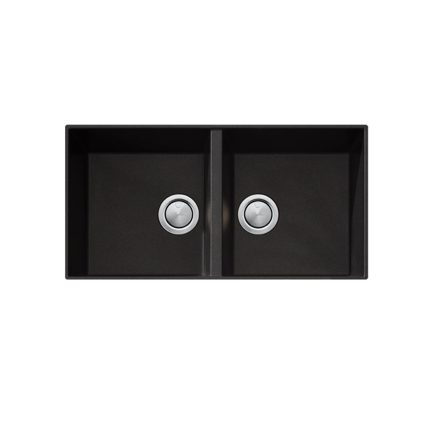 Oliveri Santorini Double Bowl Undermount Sink with Overflow Black - Image 3