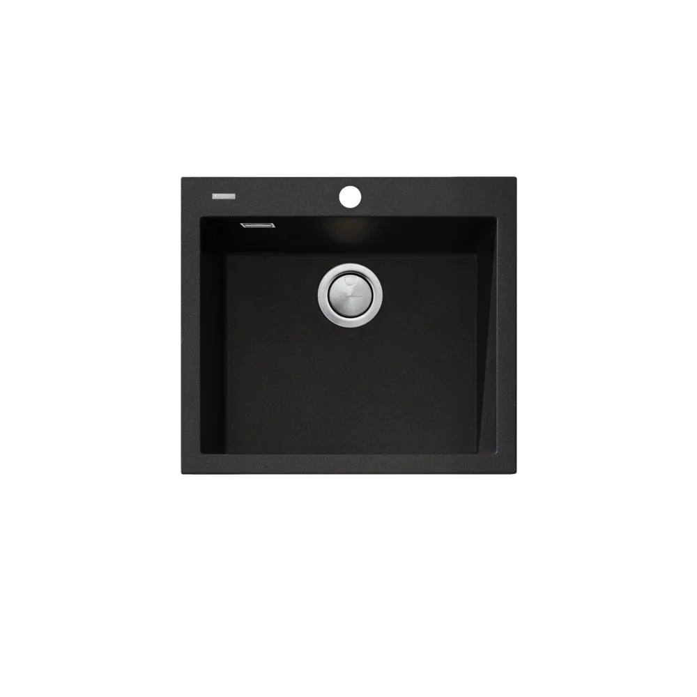 Oliveri Santorini Large Bowl Topmount Sink 1TH with Overflow Black