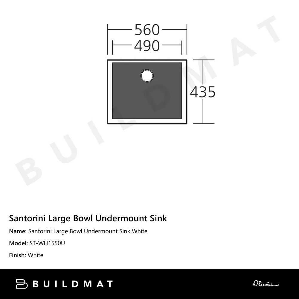 Oliveri Santorini Large Bowl Undermount Sink White - Image 4