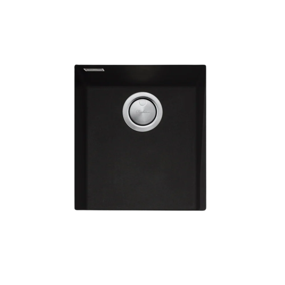 Oliveri Santorini Standard Bowl Undermount Sink with Overflow Black - Image 3