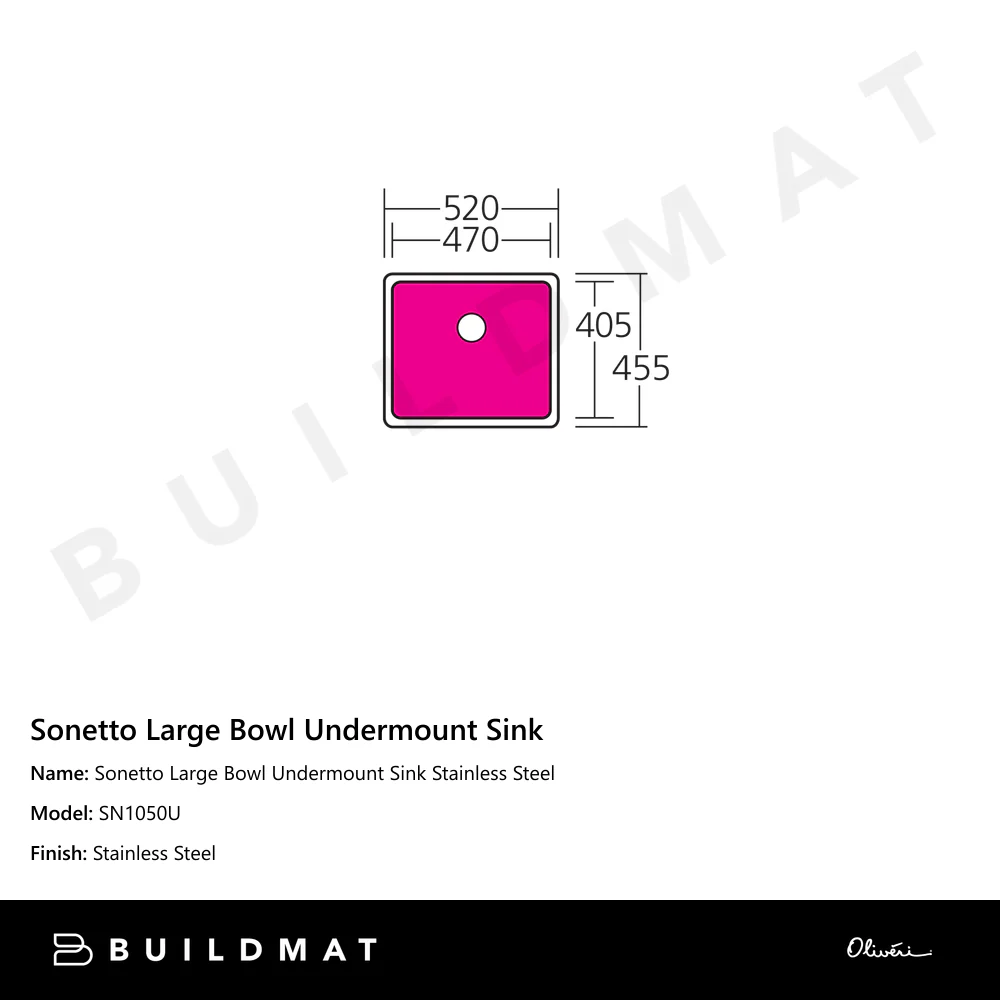 Oliveri Sonetto Large Bowl Undermount Sink Stainless Steel - Image 4