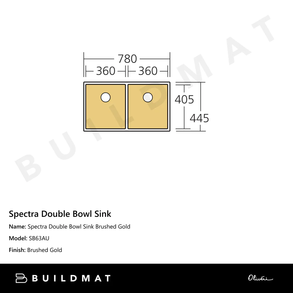 Oliveri Spectra Double Bowl Sink Brushed Gold - Image 4