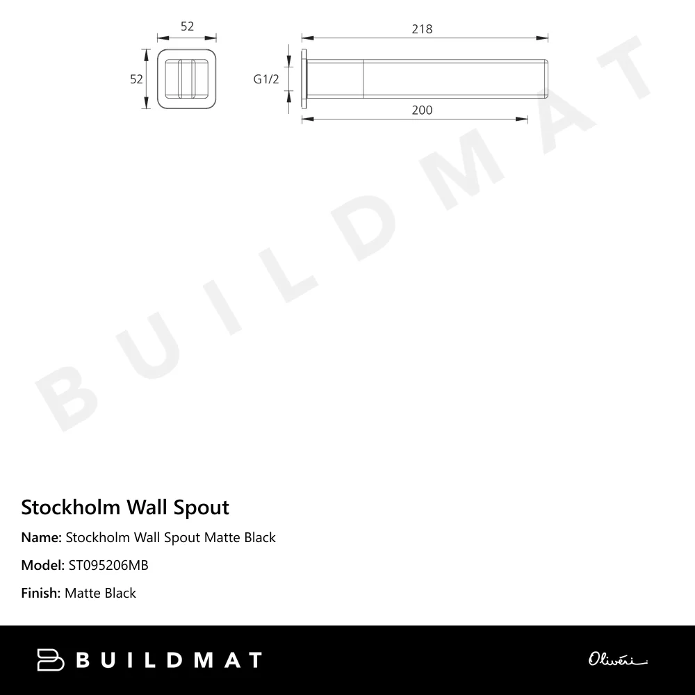 Oliveri Stockholm Wall Spout Matte Black - Image 4