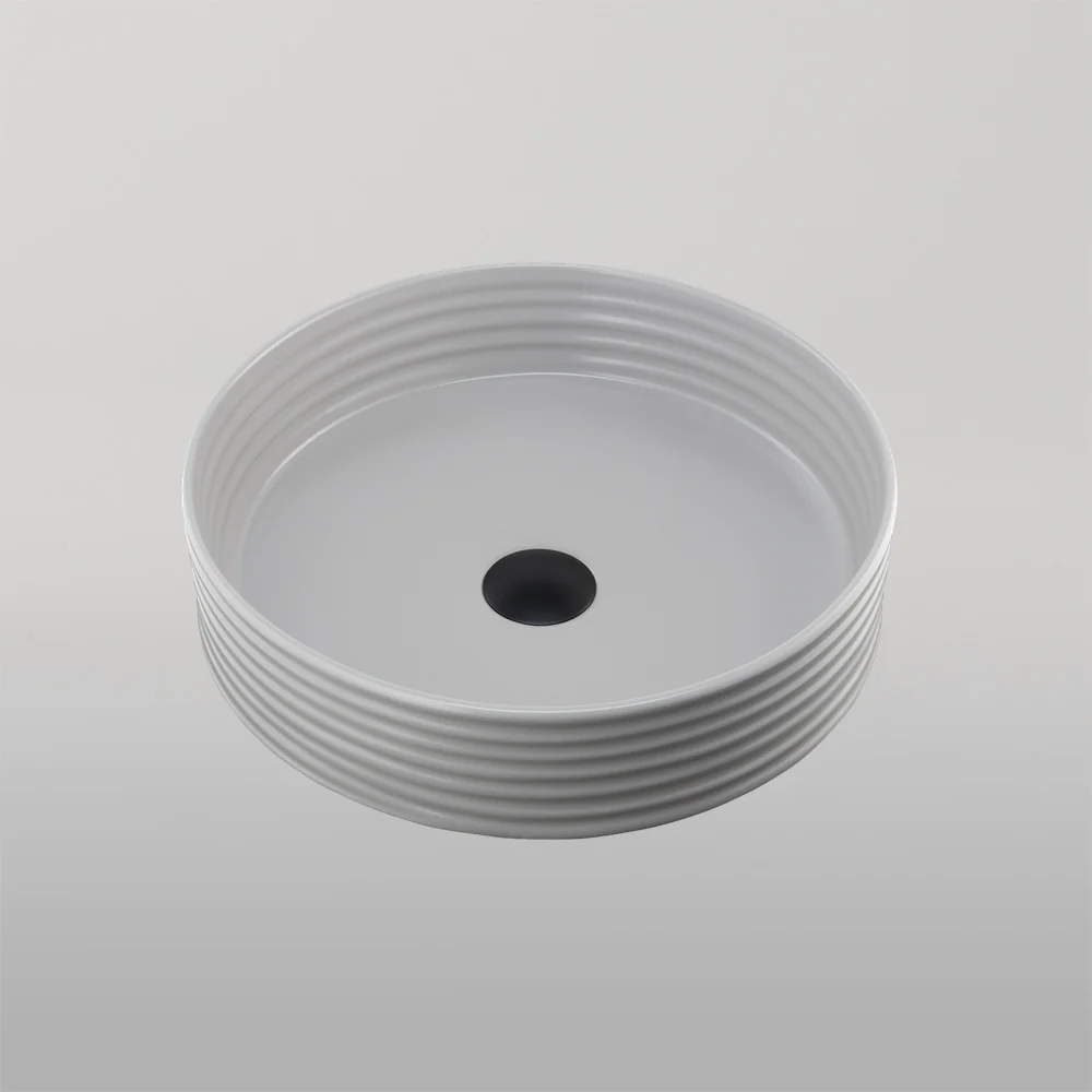Oliveri Terzofoco Ribbed Short Circular Counter Top Basin Grey - Image 2