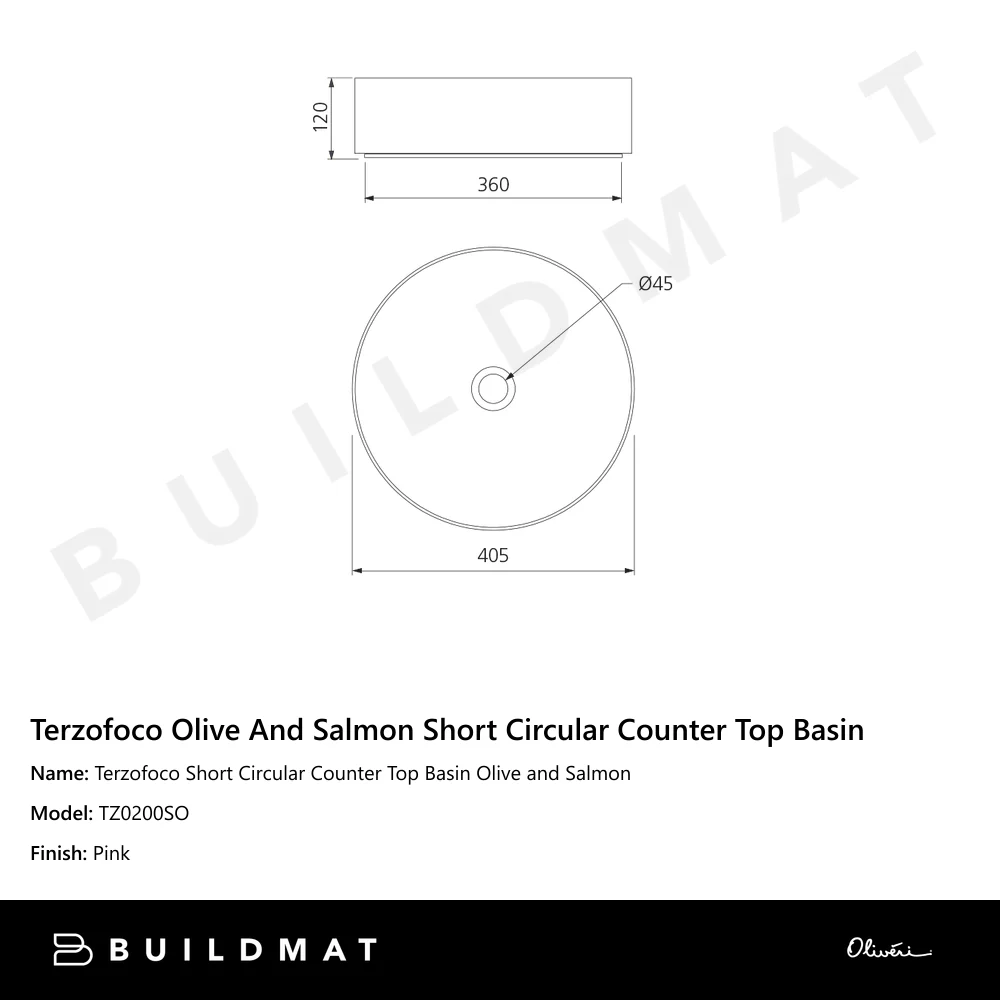 Oliveri Terzofoco Short Circular Counter Top Basin Olive and Salmon - Image 4