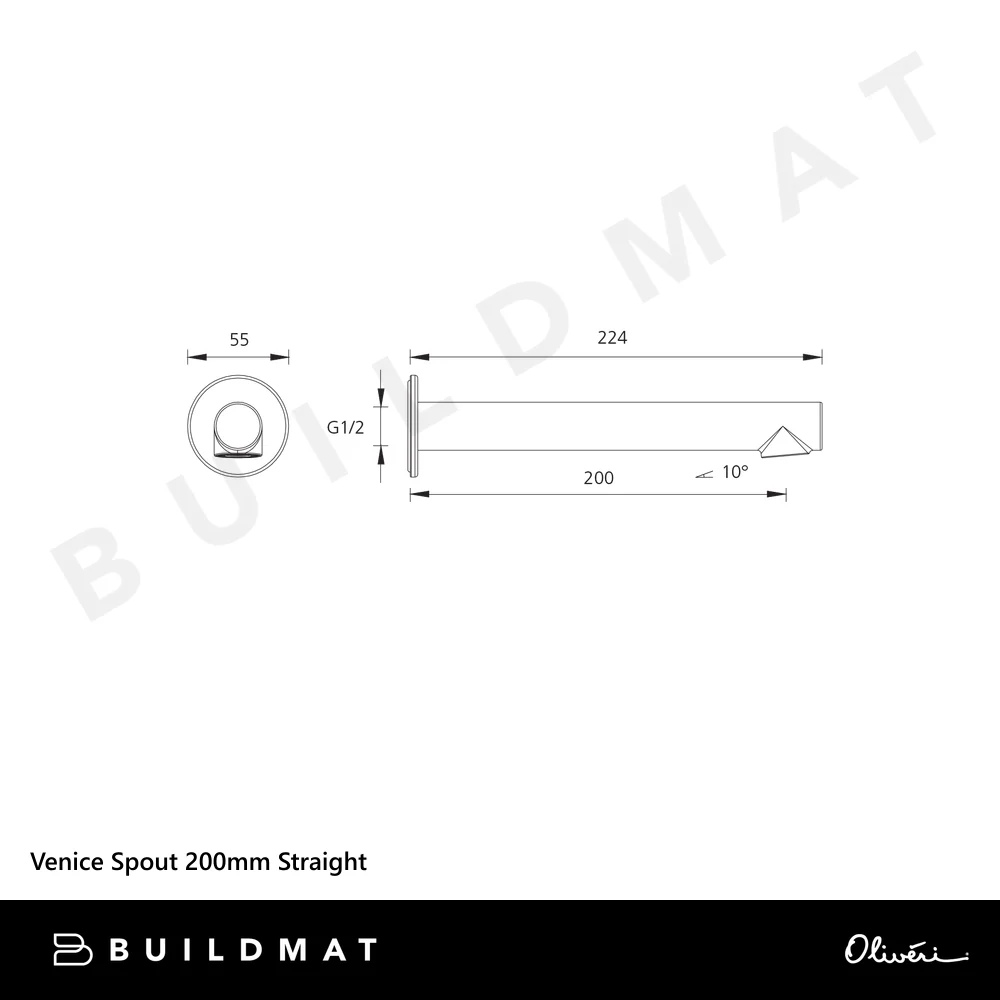 Oliveri Venice Spout 200mm Straight Brushed Nickel Lead Free - Image 4