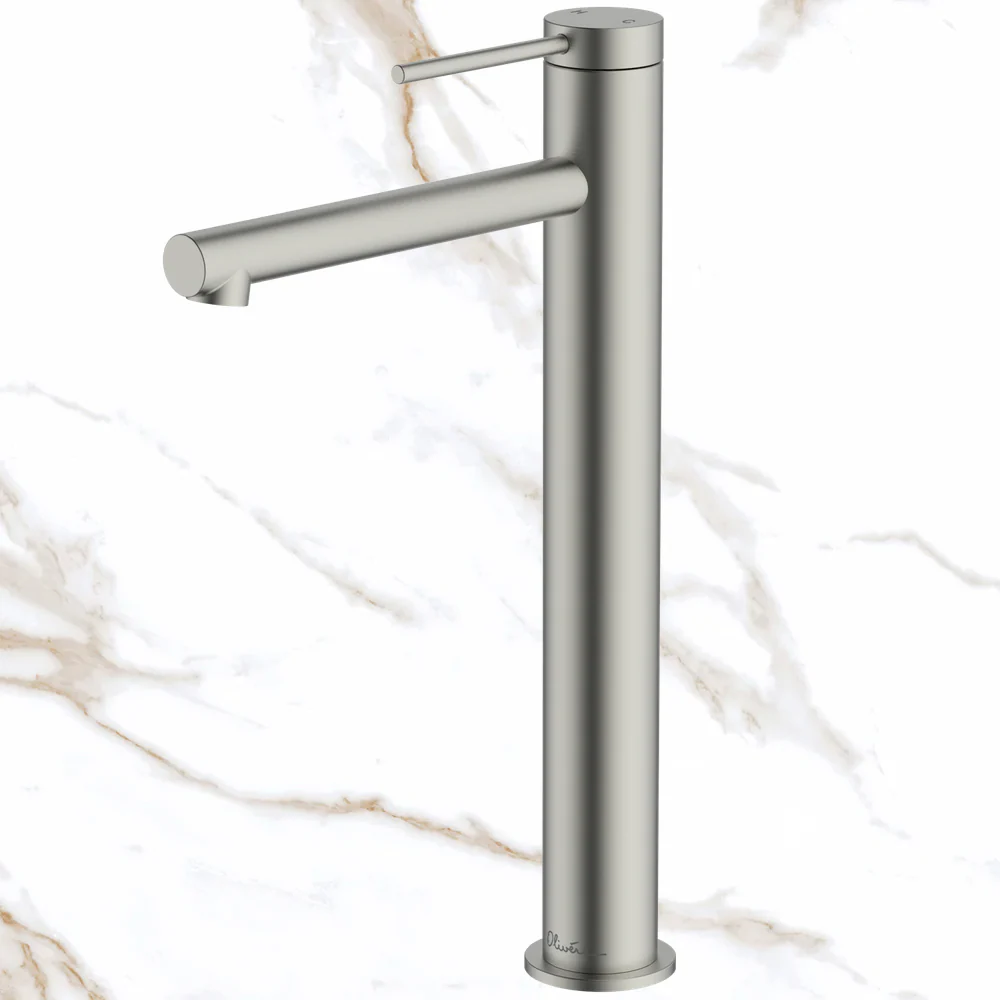 Oliveri Venice Straight Tower Basin Mixer Brushed Nickel Lead Free - Image 2