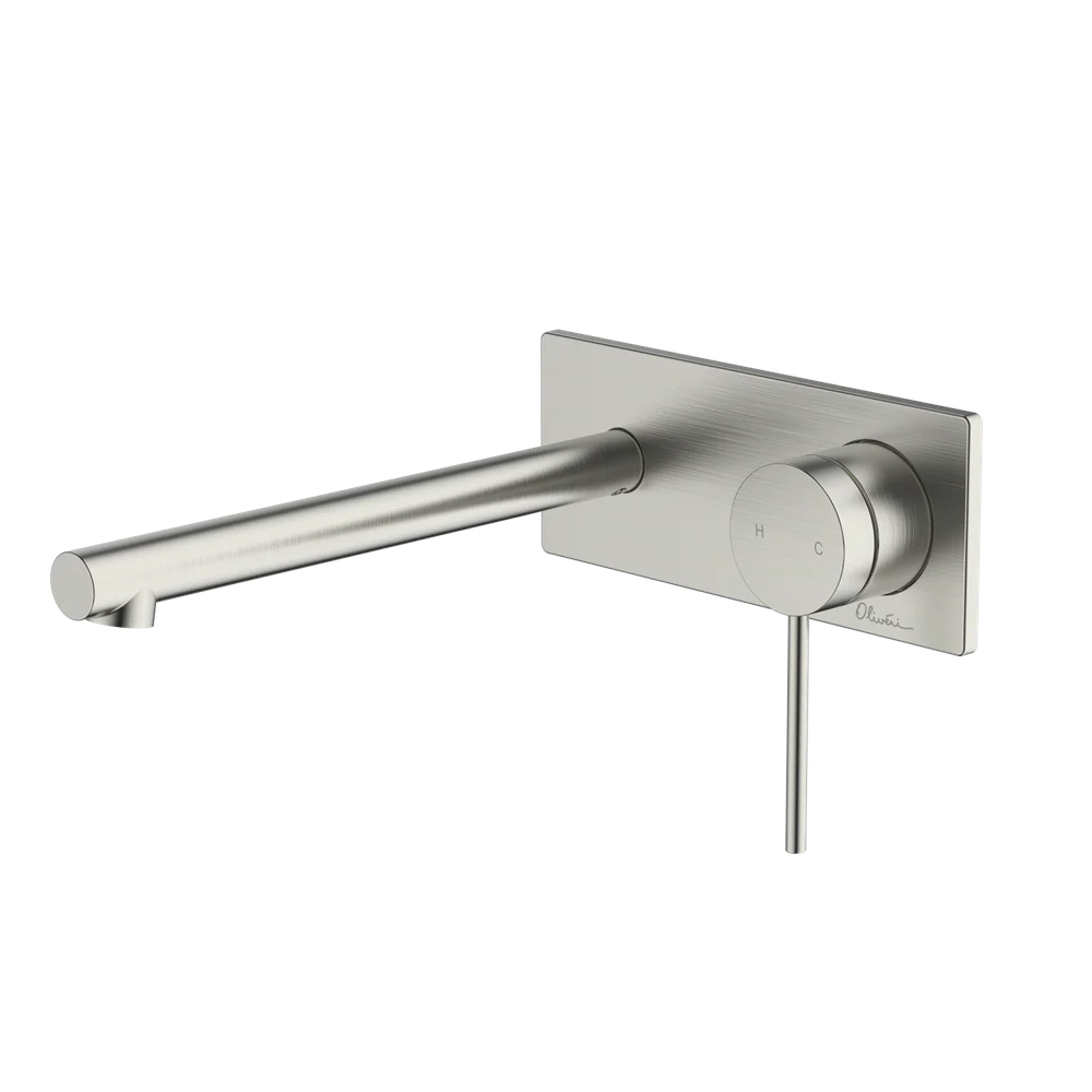 Oliveri Venice Straight Wall Mixer Set Complete Kit Brushed Nickel Lead Free - Image 3
